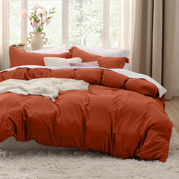 Bedlooms Rust Cotton Duvet Cover Set, Breathable & Anti-Allergic Bedding Pack, King 230X220Cm - thumbnail 6