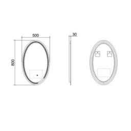 Royal Bathrooms Capri 500 X 800mm Frameless Oval Front Lighted Led Illuminated Mirror - Anti-Fog - thumbnail 4