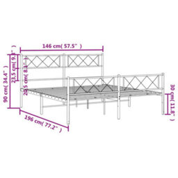Berkfield Metal Bed Frame With Headboard And Footboard White 140X190 Cm - thumbnail 9