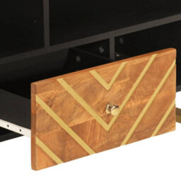 Berkfield Tv Cabinet Brown And Black 100X33.5X46 Cm Solid Wood Mango - thumbnail 7