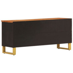 Berkfield Tv Cabinet Brown And Black 100X33.5X46 Cm Solid Wood Mango - thumbnail 6