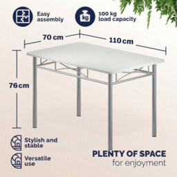 Casaria Dining Table Chairs Set 4 Space Saving Compact, White & Silver - thumbnail 3