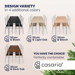 Casaria Dining Table Chairs Set 4 Space Saving Compact, White & Silver - thumbnail 8