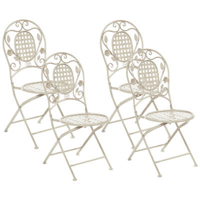 Beliani Set Of 4 Garden Chairs Bivio Folding Metal Off-White - image 1