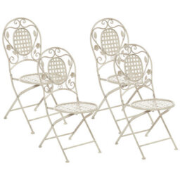 Beliani Set Of 4 Garden Chairs Bivio Folding Metal Off-White - thumbnail 1