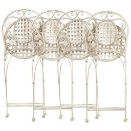 Beliani Set Of 4 Garden Chairs Bivio Folding Metal Off-White - thumbnail 4