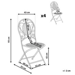 Beliani Set Of 4 Garden Chairs Bivio Folding Metal Off-White - thumbnail 3