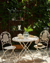 Beliani Set Of 4 Garden Chairs Bivio Folding Metal Off-White - thumbnail 2