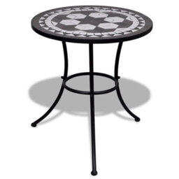 Berkfield Bistro Table Black And White 60 Cm Mosaic - thumbnail 1