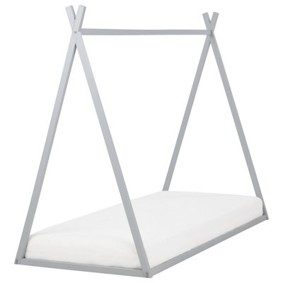 Beliani Kids Bed Teepee Pine Wood Saurat 90 X 200 Cm (Eu Single) Grey - image 1