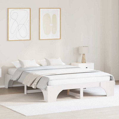 Walplus Bed Frame White 140 X 200 Cm Solid Pine Wood - image 1