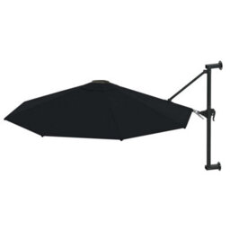 Vidaxl Wall-Mounted Garden Parasol With Metal Pole 300 Cm Black - thumbnail 2