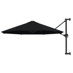 Vidaxl Wall-Mounted Garden Parasol With Metal Pole 300 Cm Black - thumbnail 1