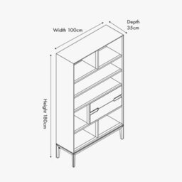 Pacific Lifestyle 7 Tier Shelf Black And Natural Acacia Wooden Bookcase 2 Drawer - thumbnail 9