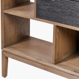 Pacific Lifestyle 7 Tier Shelf Black And Natural Acacia Wooden Bookcase 2 Drawer - thumbnail 8