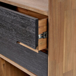Pacific Lifestyle 7 Tier Shelf Black And Natural Acacia Wooden Bookcase 2 Drawer - thumbnail 7