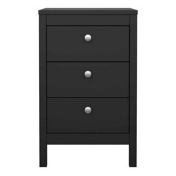 Wyld Haus Gossmere Matt Black Bedside Table, 3 Drawers, 440 X 384 X 701 mm - thumbnail 3