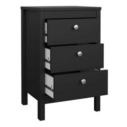 Wyld Haus Gossmere Matt Black Bedside Table, 3 Drawers, 440 X 384 X 701 mm - thumbnail 7