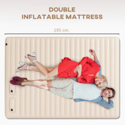 Outsunny Double Air Bed Inflatable Mattress, 195 X 140 X 10Cm, White - thumbnail 4