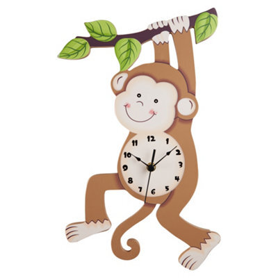 Teamson Kids Sunny Safari Monkey Kids Wall Clock, Brown - image 1