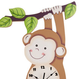Teamson Kids Sunny Safari Monkey Kids Wall Clock, Brown - thumbnail 7