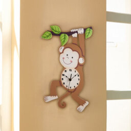 Teamson Kids Sunny Safari Monkey Kids Wall Clock, Brown - thumbnail 2