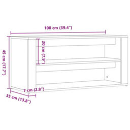 Berkfield Shoe Bench Artisan Oak 100X35X45 Cm Engineered Wood - thumbnail 9