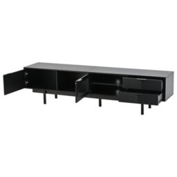 Merax Tv Unit Tv Cabinet 200X40X50.5 Cm, Tv Stand For Up To 80 Inch Tvs, 2 Doors, 2 Drawers & Open Shelf, Black - thumbnail 7