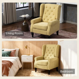 Yellow Retro Accent Chair Wingback Armchair With Wood Frame For Living Room - thumbnail 6
