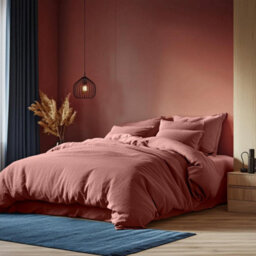 Where Saints Go Ltd Duvet Cover & Pillowcase Set - Terracotta Orange - Washed Cotton - Single - thumbnail 4
