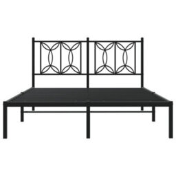 Berkfield Metal Bed Frame Without Mattress With Headboard Black 140X190Cm - thumbnail 4