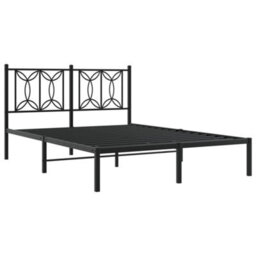Berkfield Metal Bed Frame Without Mattress With Headboard Black 140X190Cm - thumbnail 3