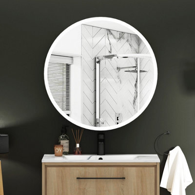 Royal Bathrooms Avenza 800 X 800mm Frontlit Led Cabinet Illuminated Round Bathroom Mirror With Demister Pad & Touch Sensor - image 1