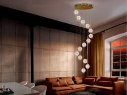 Luminosa Lighting Luminosa Austral Modern Cluster Drop 5 Light Led Pendant Light, Spherical Carved Crystal Globes, 1264Lm, 3200K - Uk Stock - thumbnail 2