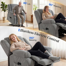 Homcom Power Lift Recliner Chair, Reclining Chair With Massage, Light Grey - thumbnail 4