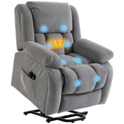 Homcom Power Lift Recliner Chair, Reclining Chair With Massage, Light Grey - thumbnail 2