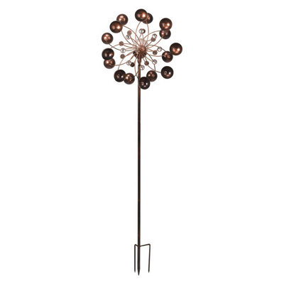 Venti Wind Spinner With Solar Powered Crackle Ball - Outdoor Garden Rustic Effect Decoration With Multicoloured Led Light - H130Cm - image 1