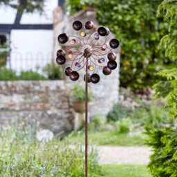 Venti Wind Spinner With Solar Powered Crackle Ball - Outdoor Garden Rustic Effect Decoration With Multicoloured Led Light - H130Cm - thumbnail 2
