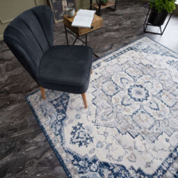 The Rugs Montana Navy Cream Oriental Area Rug And Runner Soft Durable Pet Friendly Easy To Clean Living Room Bedroom 4000 - thumbnail 7