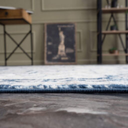 The Rugs Montana Navy Cream Oriental Area Rug And Runner Soft Durable Pet Friendly Easy To Clean Living Room Bedroom 4000 - thumbnail 4