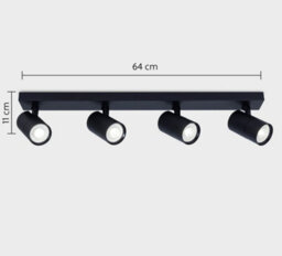 Harper Living 4 Light Ceiling Spot Light, Black - thumbnail 7