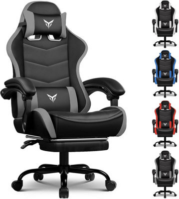 Gtplayer Gaming Chair, Heavy Duty Computer Chairs With Footrest Linkage Armrest And Lumbar Support, Ergonomic Office Chair, Grey - image 1