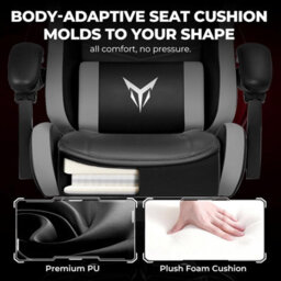 Gtplayer Gaming Chair, Heavy Duty Computer Chairs With Footrest Linkage Armrest And Lumbar Support, Ergonomic Office Chair, Grey - thumbnail 4