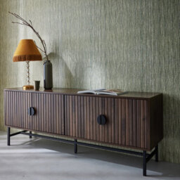 Sweeek - 157.5Cm Tv Unit Wooden Effect 4 Doors  Bazalt Dark Wood Colour 157.5X39X60 Cm - thumbnail 4