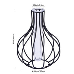 Living And Home Black Iron Geometric Frame Hydroponic Vase Removable Clear Acrylic Tube Minimalist Desktop Plant Holder - thumbnail 7