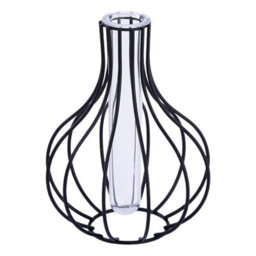 Living And Home Black Iron Geometric Frame Hydroponic Vase Removable Clear Acrylic Tube Minimalist Desktop Plant Holder - thumbnail 3