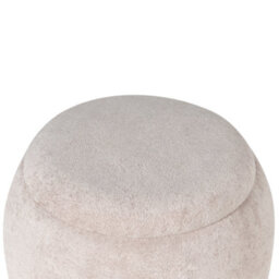 Wyld And Coco Teddy Pouffe Light Beige Boucle With Hidden Storage - Round Footstool, Side Table And Extra Seat - thumbnail 6