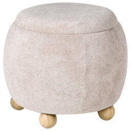 Wyld And Coco Teddy Pouffe Light Beige Boucle With Hidden Storage - Round Footstool, Side Table And Extra Seat - thumbnail 4