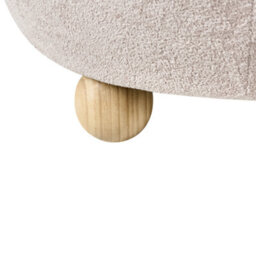 Wyld And Coco Teddy Pouffe Light Beige Boucle With Hidden Storage - Round Footstool, Side Table And Extra Seat - thumbnail 8