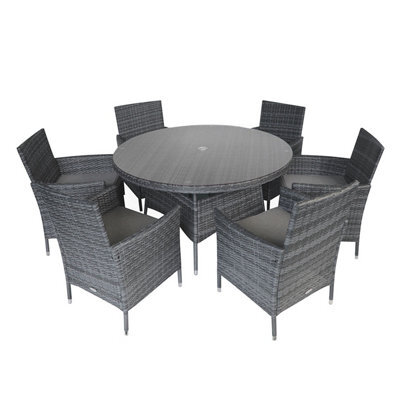 Charles Bentley Garden Outdoor 6 Piece Rattan Dining Set Grey - image 1